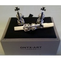 ONYX-ART CUFFLINK & TIE BAR SET – VIOLIN